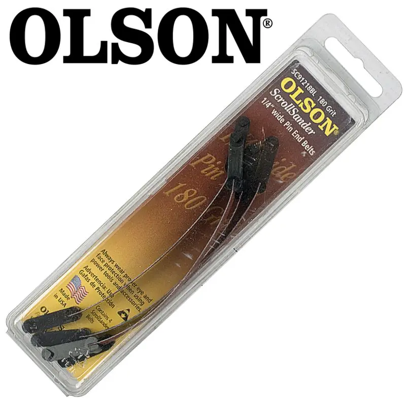 125 Mm × 6.35 Mm (1/4″) Scroll Saw Sanding Belts – 180 Grit, Pin-End, 4-Pack 1
