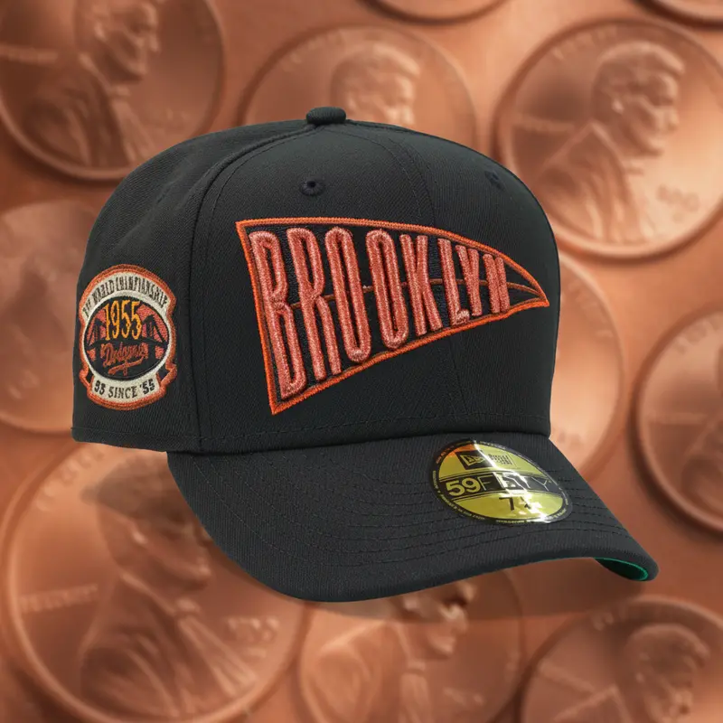 1955 Brooklyn Dodgers World Series Copper Air Foamposite One New Era Cap 1