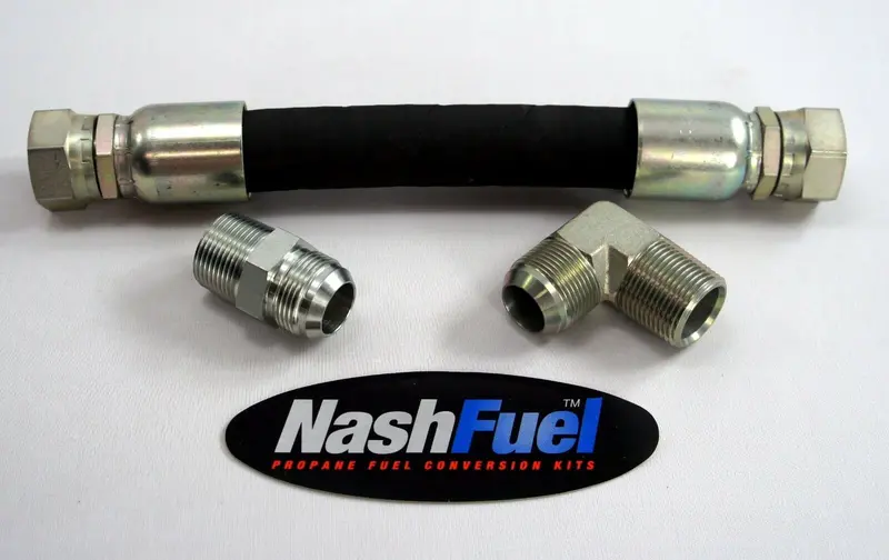 24" Crimped Propane/Natural Gas Hose – 1" Id, 90°/180° Combo For Custom Regulator Routing 1