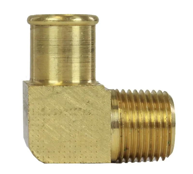 3/8" Male Npt To 5/8" Hose Barb 90° Brass Elbow Fitting – Coolant & Fuel Use 1