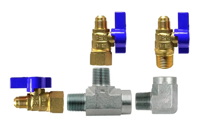 3-Way 3/8" Flare Propane/Natural Gas Manifold Ball Valve – Low-Pressure Lock-Off Design 1