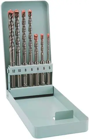 7-Piece Sds Drill Bit Set – Heavy-Duty Carbide-Tipped, Metal Storage Case 1
