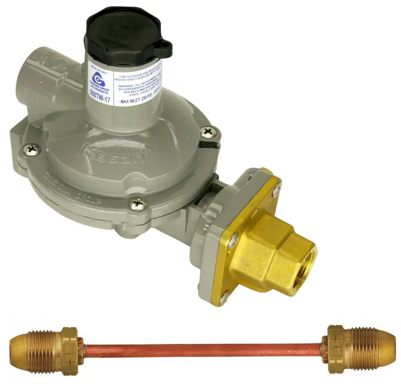 988Tw-17 Twin-Stage Propane Regulator – Copper Pigtail, Pol & 1/2" Npt, 750K Btu/H 1