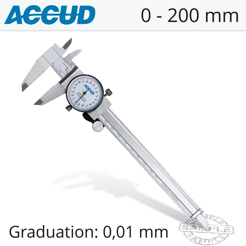 Accud Precision Dial Caliper – 200 Mm Range, 0.01 Mm Graduation, Stainless Steel, Shockproof 1