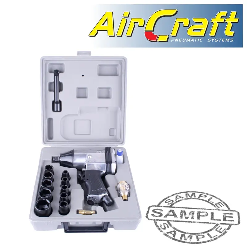 Aircraft 1/2″ Pneumatic Impact Wrench Kit – 17-Piece, Includes Accessories & Single-Hammer Mechanism 1