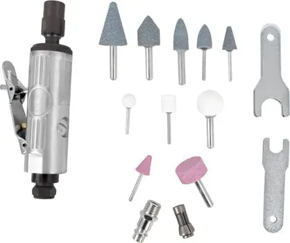 Aircraft 1/4″ Pneumatic Die Grinder Kit – 14-Piece, Blow-Mold Carrying Case Included 1