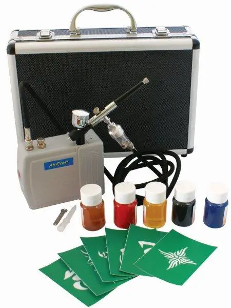 All-In-One Aircraft Mini Airbrush Kit: A130 Airbrush, Rechargeable Battery, 5 Paints, 6 Stencils 1