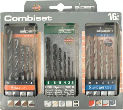 Alpen 3-In-1 Drill Bit Combo – Wood, Masonry & Hss General Purpose Set 1