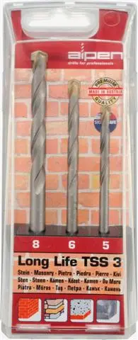 Alpen 3-Piece Long-Life Masonry Drill Bit Set – 5Mm, 6Mm, 8Mm 1