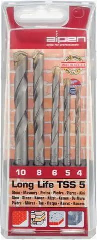 Alpen 5-Piece Durable Masonry Drill Bit Set – 4Mm, 5Mm, 6Mm, 8Mm, 10Mm 1