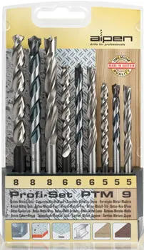 Alpen 9-Piece Multi-Material Bit Set – Wood, Hss Super, And Masonry (5–8 Mm) 1