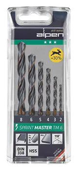 Alpen Sprint Master Tm6 Hss Twist Drill Set – 6-Piece, 2, 3, 4, 5, 6, And 8 Mm Sizes 1