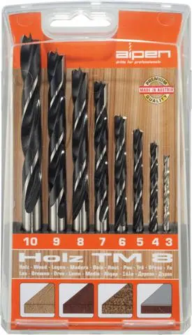 Alpen Wood Drill Bit Set – 8-Piece, 3–10 Mm (1 Mm Increments) For Fine Carpentry 1