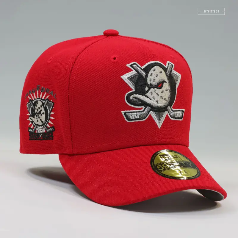 Anaheim Mighty Ducks 1993 Inaugural Season Cap In Scarlet And Jet Black Colorway 1