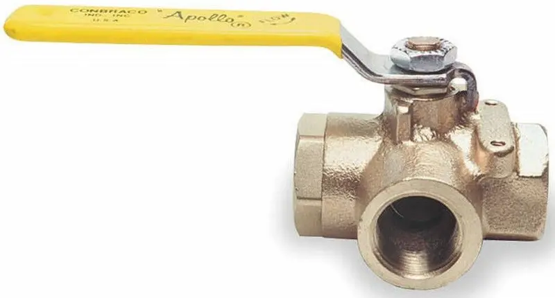 Apollo Bronze 3-Way High-Pressure Ball Valve — 400 Psi, Threaded Npt Propane System 1