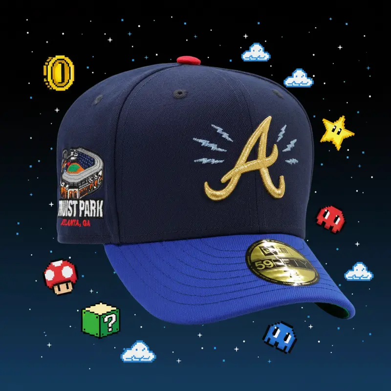 Atlanta Braves Truist Park Cap – Bolts & Thunder Nightshade Design With Metallic Gold Accents 1
