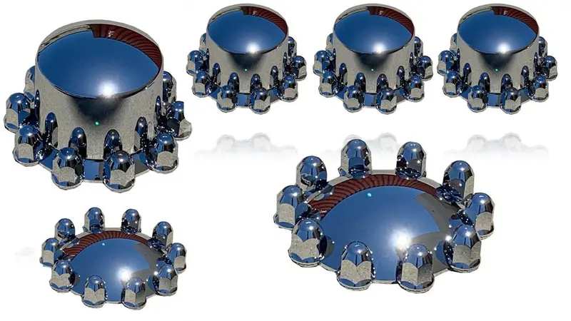 Chrome Abs Hub Cap Kit — Moon Design, 10-Hole X285.75Mm, Hub-Piloted, M22X1.5 Stud + S33Mm Lug 1