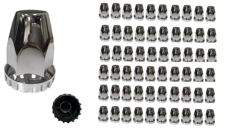 Chrome Flat-Top Thread-On Lug Nut Covers For M22X1.5 Semi-Truck Applications 1
