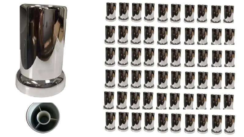 Chrome Tube-Style Thread-On Lug Nut Covers For M22X1.5 Semi-Truck Wheels 1