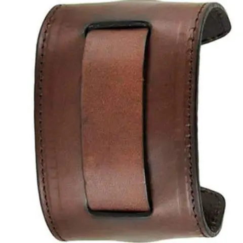 Clean-Stitched Wide Brown Leather Cuff Band 1