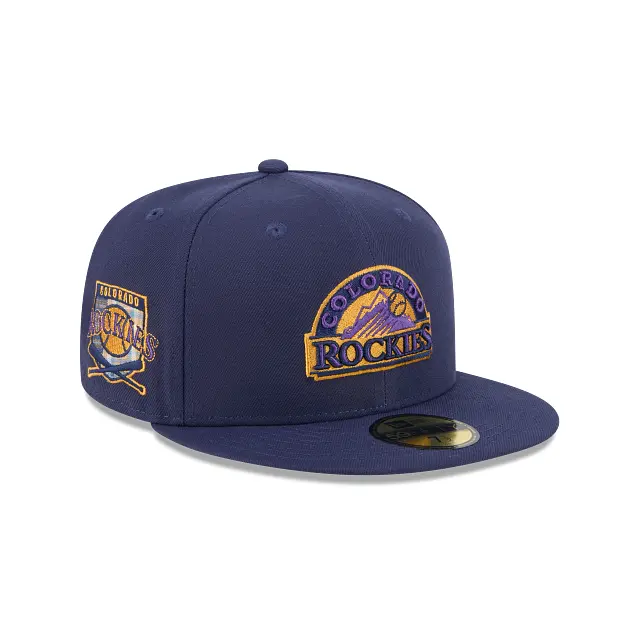 Colorado Rockies Blue Tartan Pattern 59Fifty Fitted Baseball Cap 1