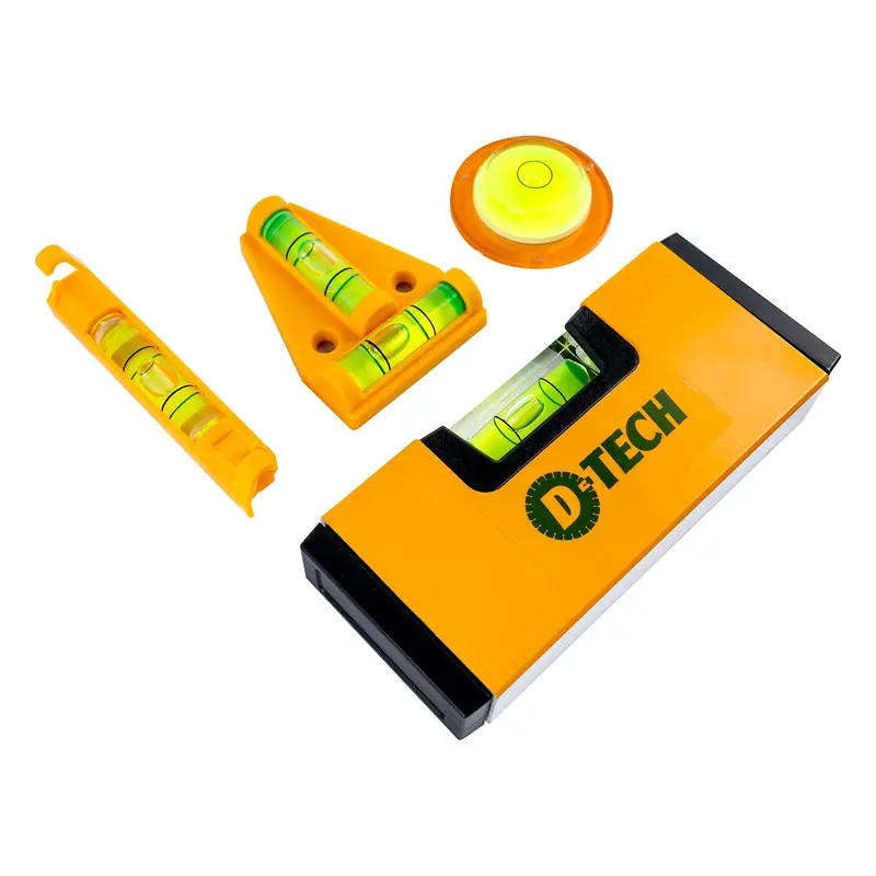 D-Tech 4-Piece Multi-Function Level Kit – Includes Line, Round, T-Type & Mini Levels With Storage Case 1
