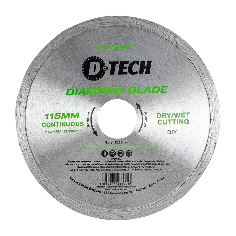 D-Tech Continuous Rim Diamond Blade – 115Mm × 22.23Mm, General Purpose 1