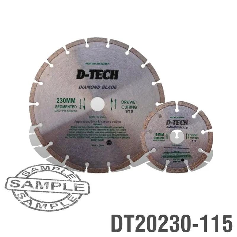 D-Tech Dual-Size Segmented Diamond Blade Set: 230Mm + 115Mm, Both 22.2Mm Arbor 1