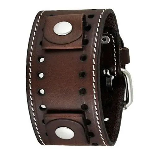 Dark Band With Contrasting Stitch Detail – Minimalist Leather Strap 1