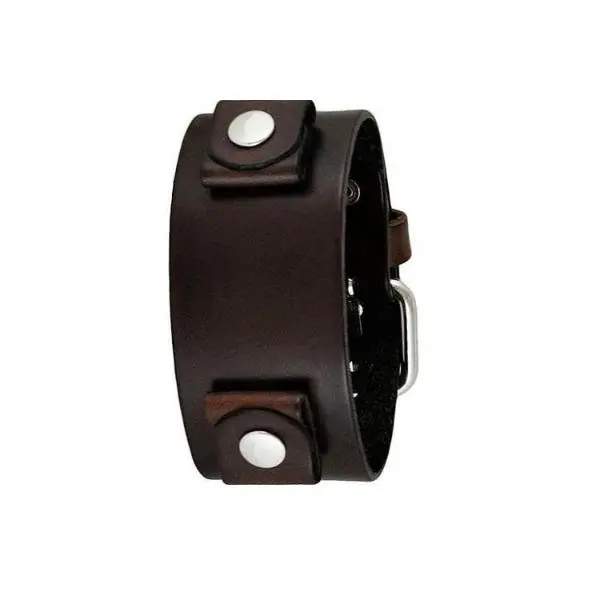Dark Brown Embossed Leather Cuff Bracelet 1