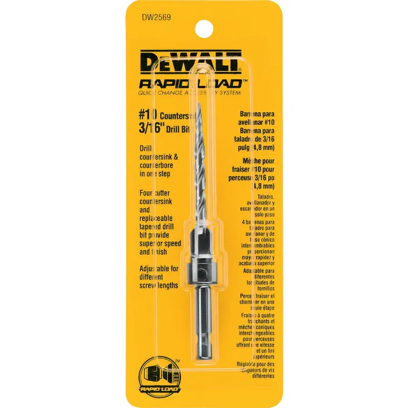 Dewalt Fine-Pitch Wood Countersink – #10 To 3/16 Inch, Rapid Load Design 1