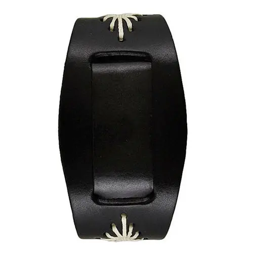 Diamond-Stitched Black Leather Cuff For Women – Bf Edition 1