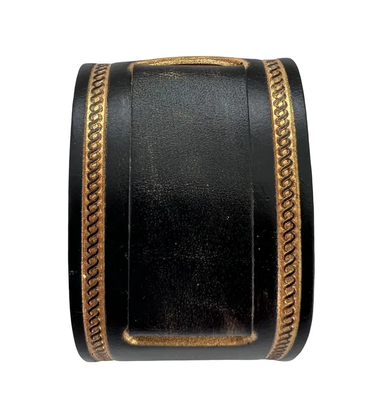Double-Stitched Kuin Watch Cuff With Embossed Distressed Brown Leather 1