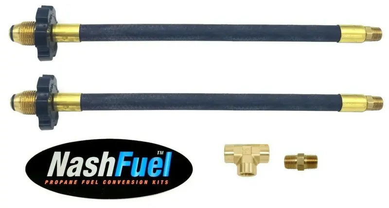 Dual-Pigtail Propane Vapor Hose Adapter — Pol To 1/4" Npt Tee Splitter (250 Psi) 1