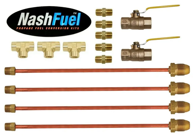 Dual Propane Tank Ball Valve Kit: 2-Valve Copper Pigtail Splitter For 4 Tanks (Lpg) 1