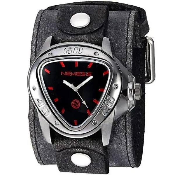 Echo Black Watch With Stitched Wide Leather Cuff Band 1