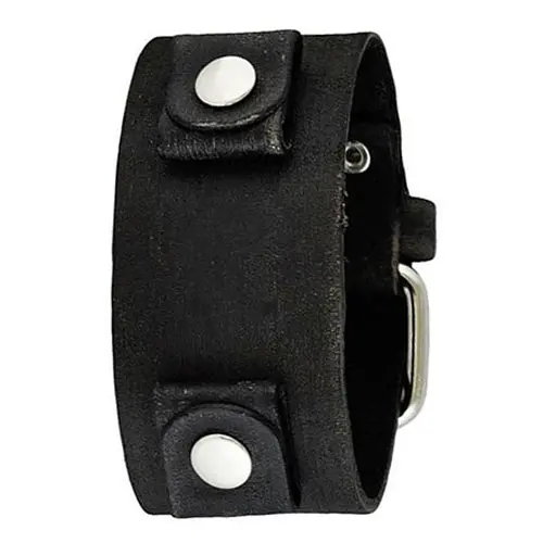 Edgy Distressed Black Leather Cuff For Women – Fgb Style 1