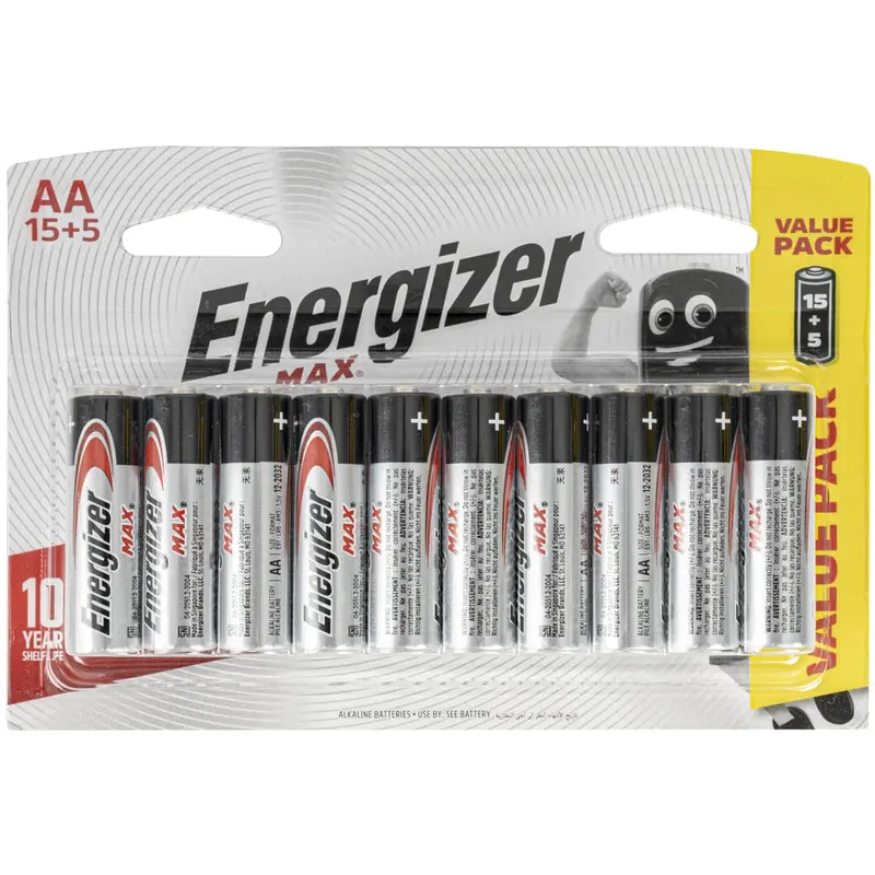 Energizer Max Aa Alkaline Batteries – 15-Pack + 5 Bonus (Moq: 10) 1