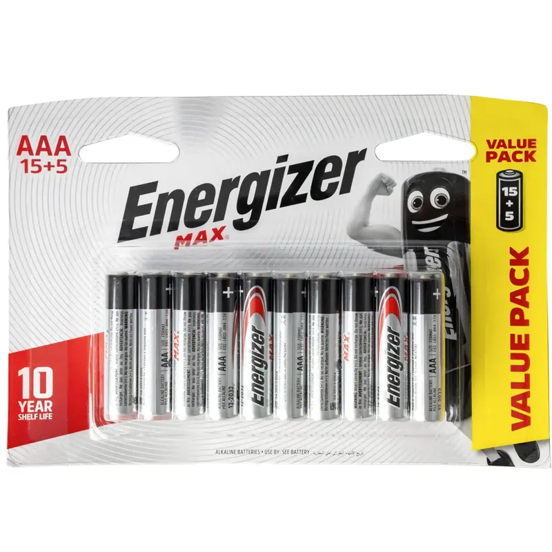 Energizer Max Aaa Alkaline Batteries – 15-Pack + 5 Bonus (Moq: 12) 1