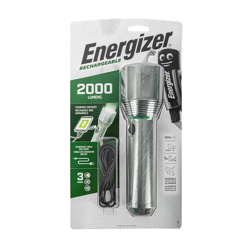Energizer Rechargeable Metal Flashlight – 2000 Lumens Output 1