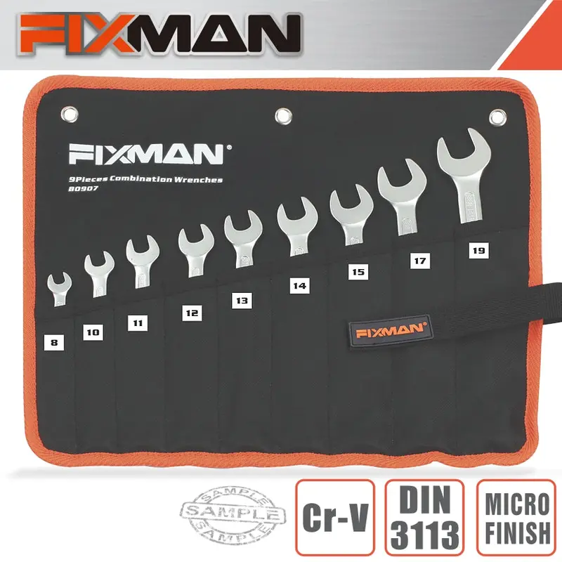 Fixman 9-Piece Combination Wrench Set (8–19 Mm) 1