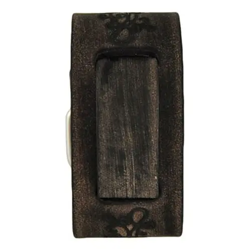 Floral-Embossed Distressed Dark Brown Leather Cuff For Women 1