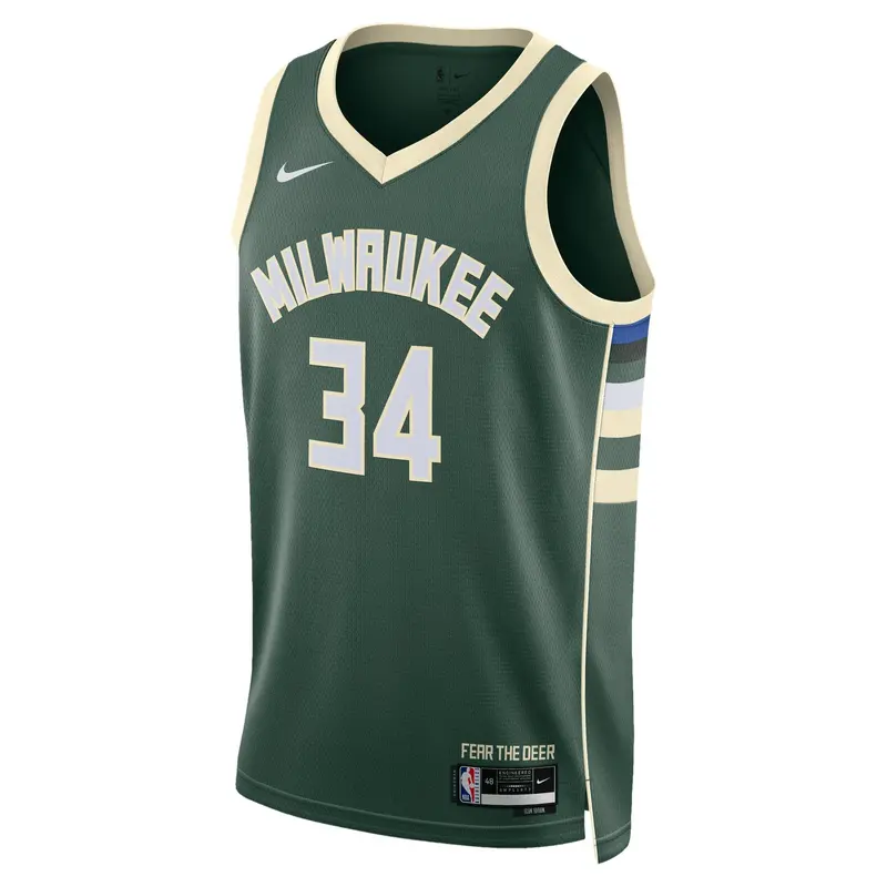 Giannis Antetokounmpo Milwaukee Bucks 2022–23 Icon Edition Nike Swingman Jersey For Men 1