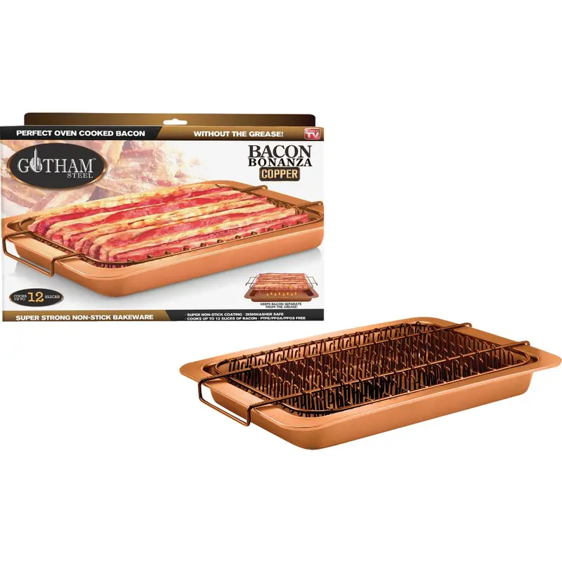 Gotham Steel Copper-Infused Baking Pan – 10-Inch × 14-Inch Nonstick Bacon Bonanza Tray 1