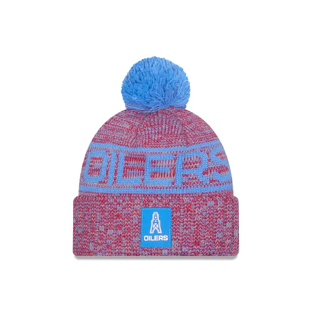 Houston Oilers Nfl Retro 2025 Sideline Cold-Weather Knit Beanie 1