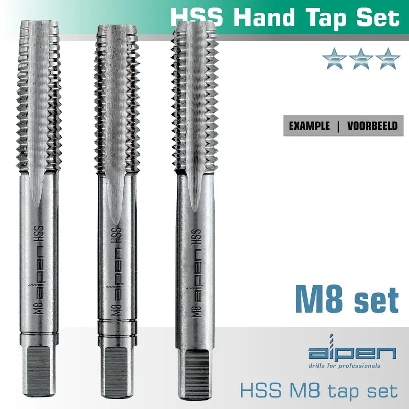 Hss Hand Tap Set – M8 × 1.25Mm Pitch, Durable Pouch Packaging 1