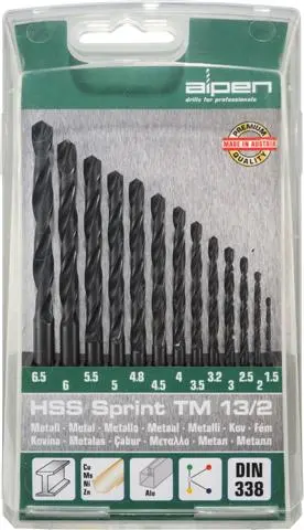 Hss Sprint Drill Bit Set – 13-Piece, Specialty Sizing (1.5–6.5 Mm + Select Diameters) 1