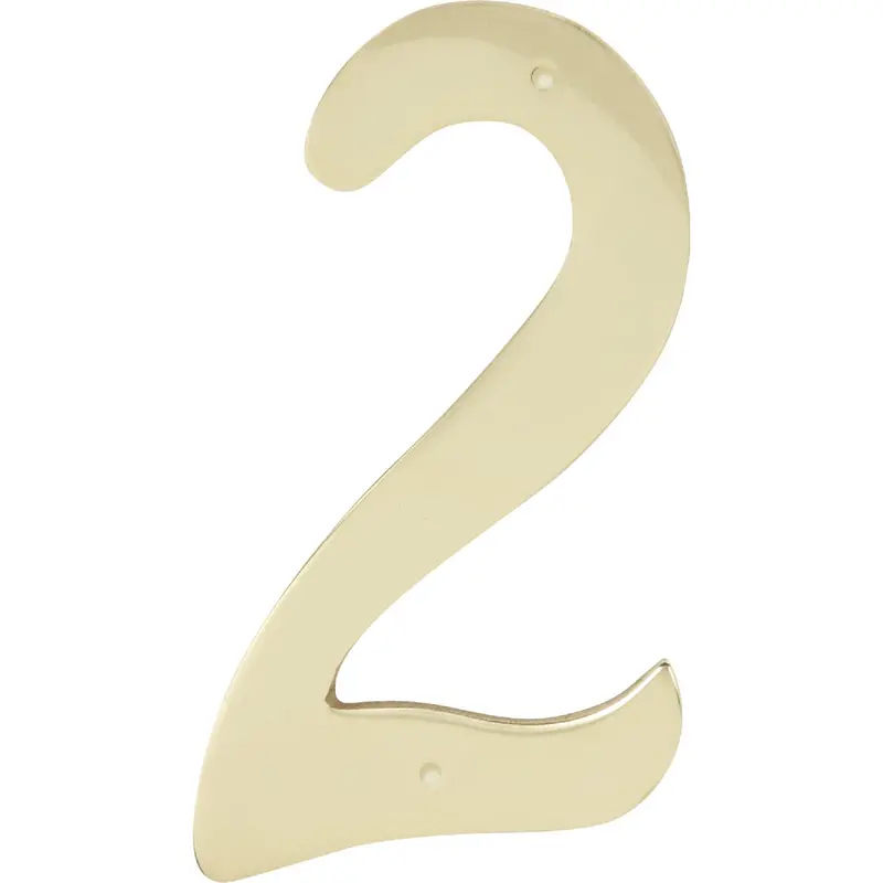 Hy-Ko Polished Brass House Number – 4-Inch Height, Digit '2' For Exterior Addressing 1