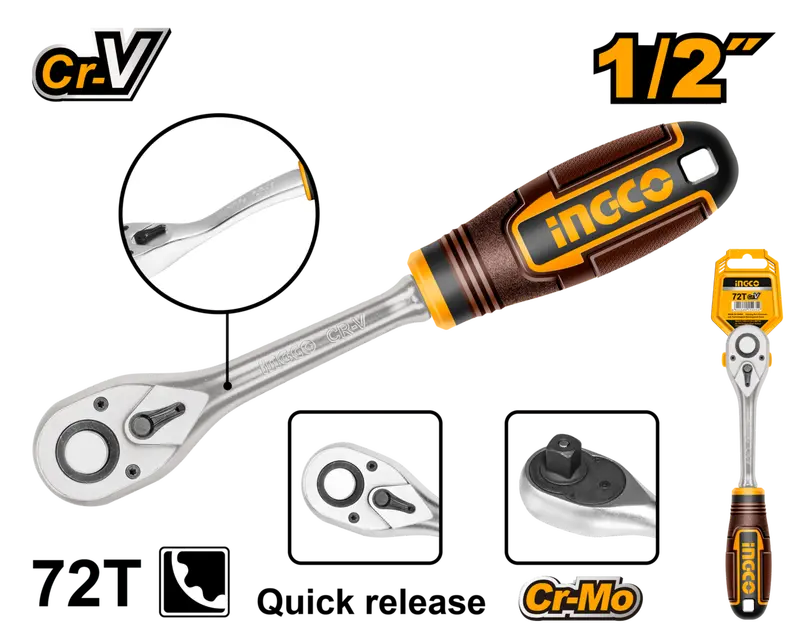 Ingco 1/2" Drive Ratchet Wrench With Quick-Release Mechanism 1