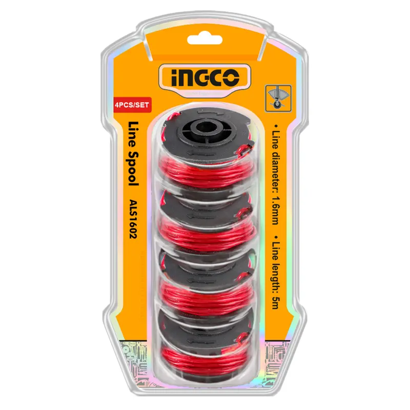 Ingco 1.6 Mm × 5 M Spiral Line Spool Pack – 4-Pack For Cordless Grass Trimmers 1